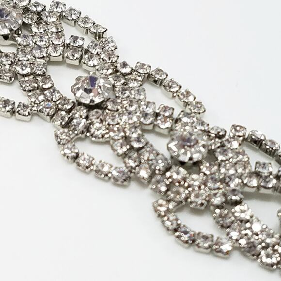 Charming Charlie's Lacy Clear Rhinestone Silver Tone Bracelet, 8 Inches - Picture 3 of 8